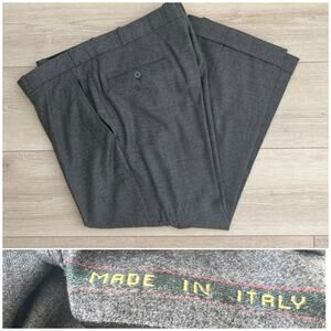 Made in Italy Gray Wool Flat Front Dress Pants Size 36 JP